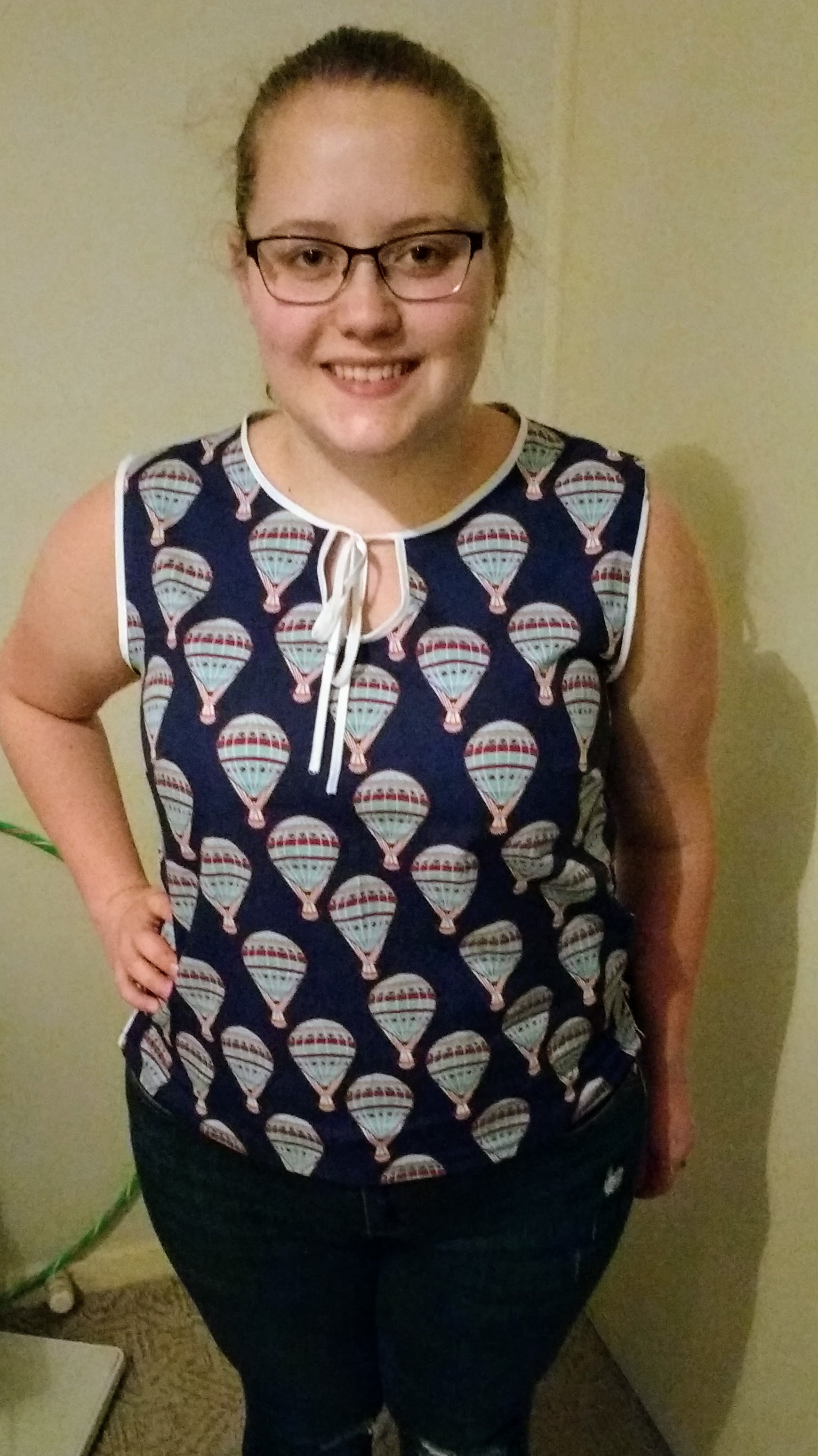 Simple Sew Tania Top in Hot Air Balloon Print