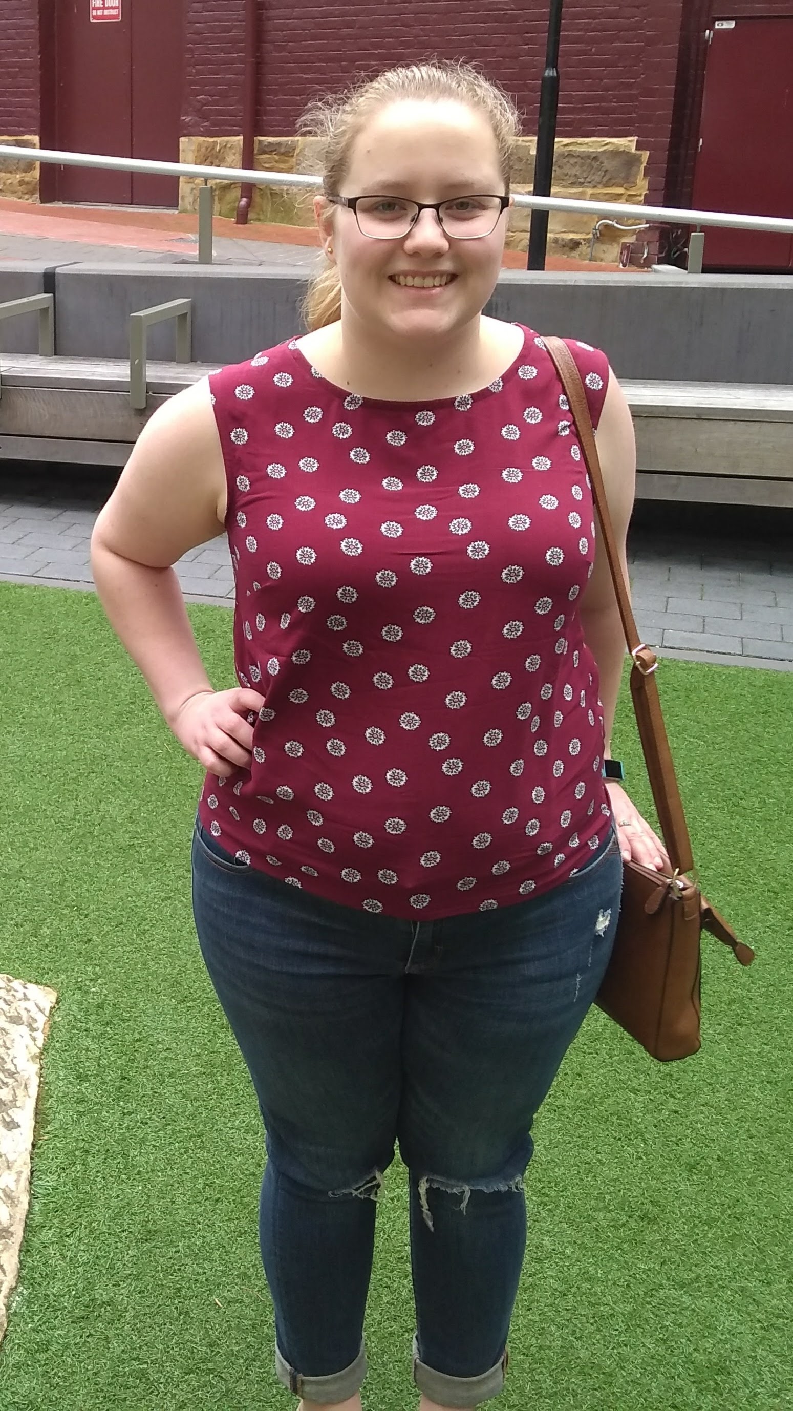 Simple Sew Tania Top made in wine coloured rayon